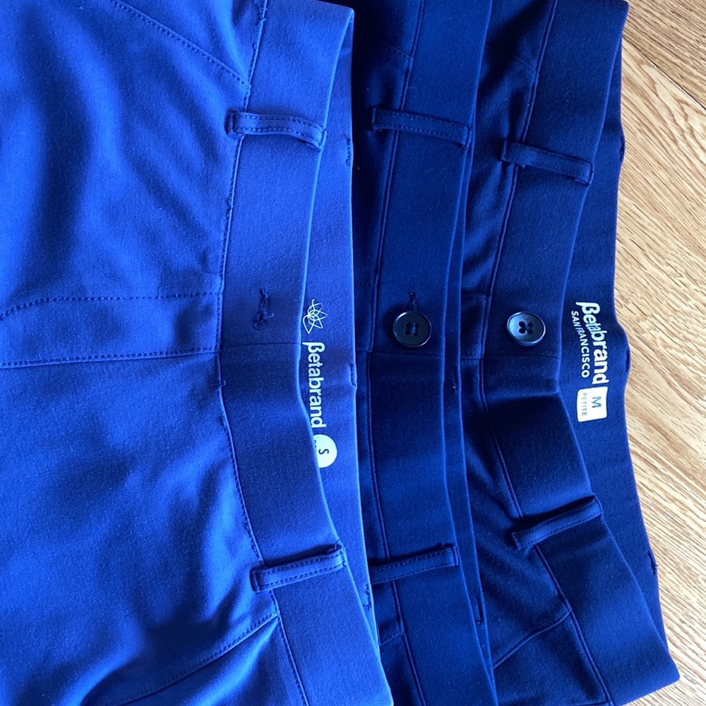 Betabrand-Lot of 3 pants for price--2 md.navy 1 sm.periwinkle,all petite